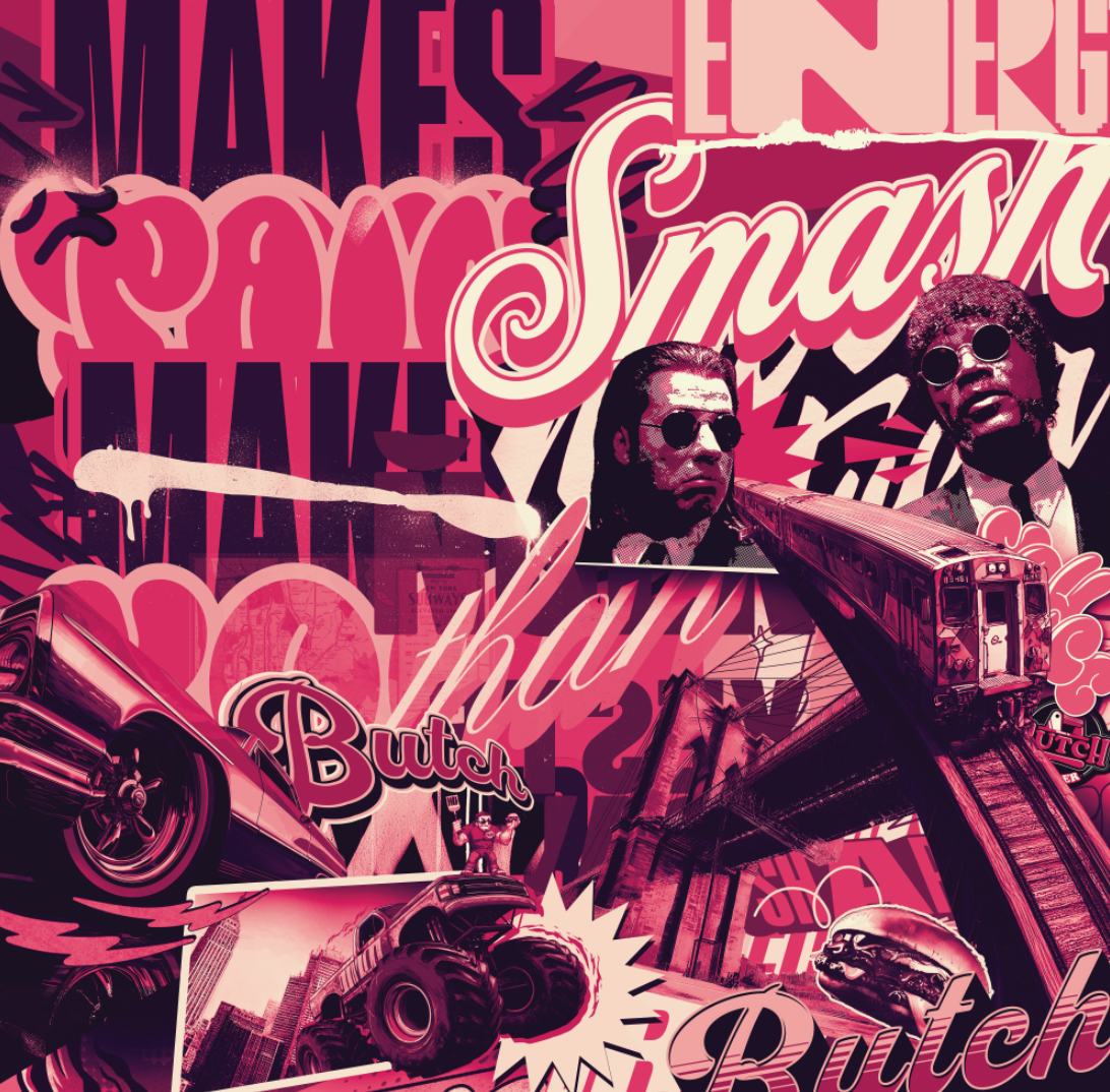 Habillage mural — collage typographique