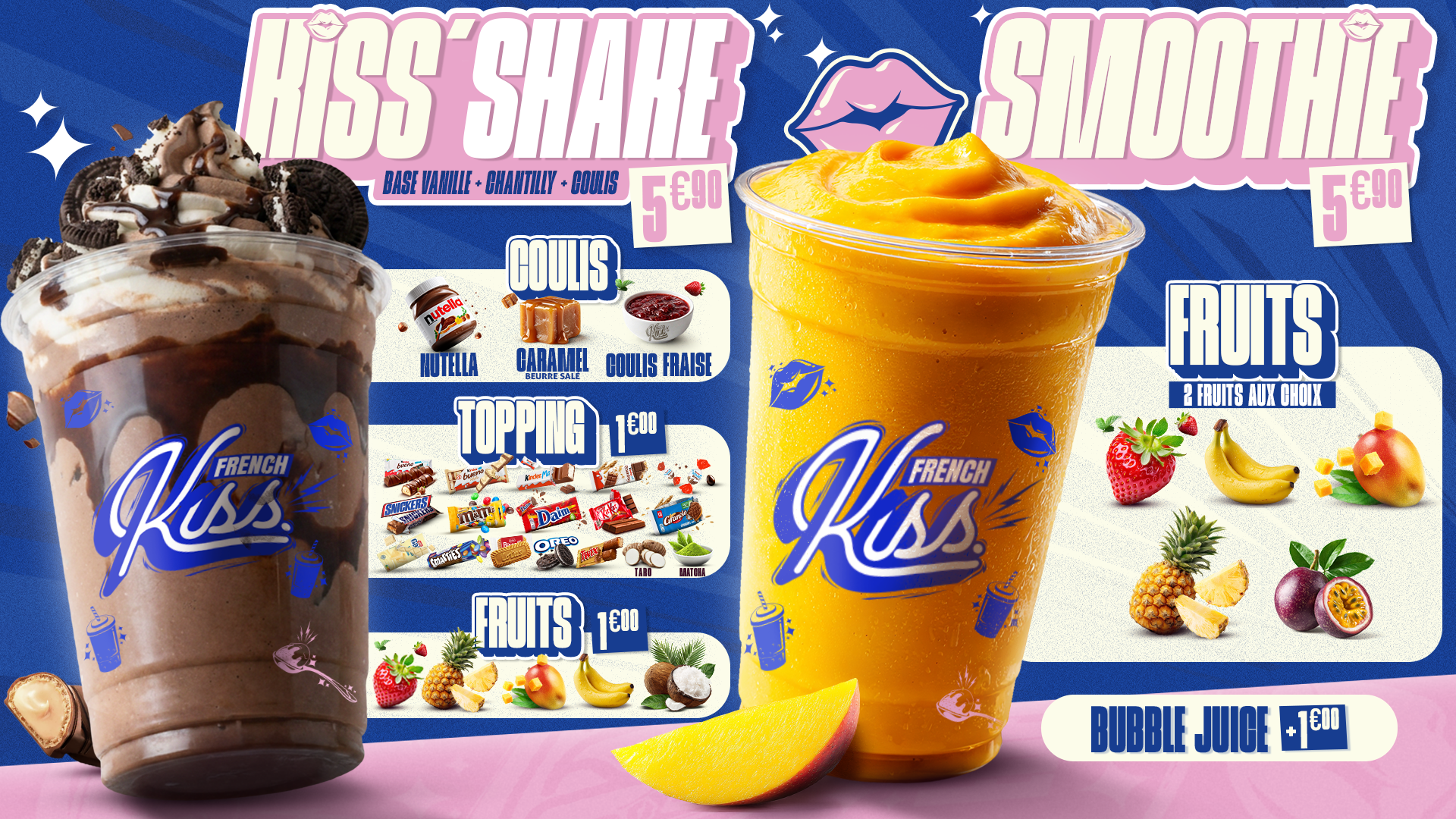 Écran menu — Kiss'Shake et Smoothie
