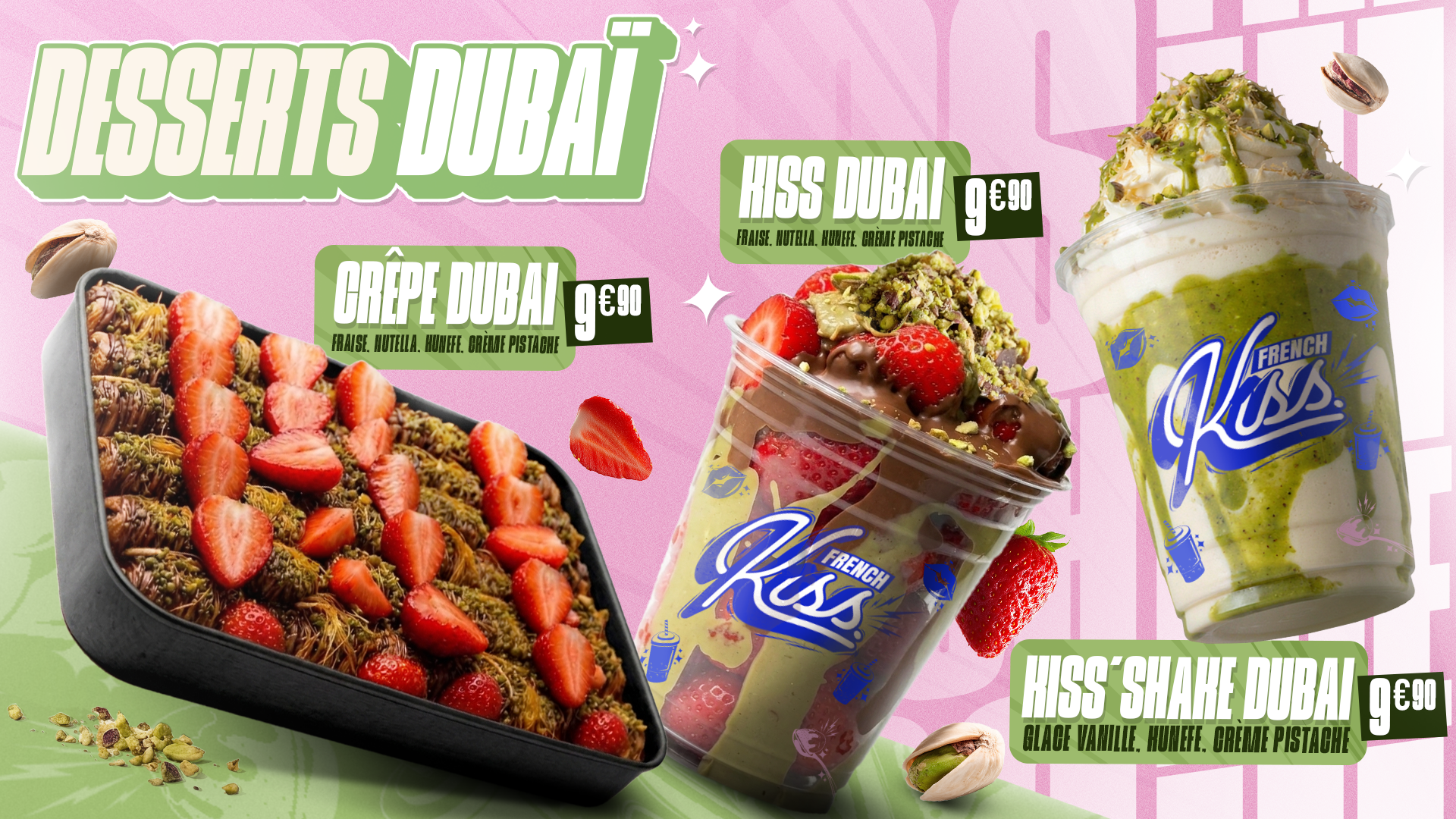 Écran menu — Desserts Dubaï