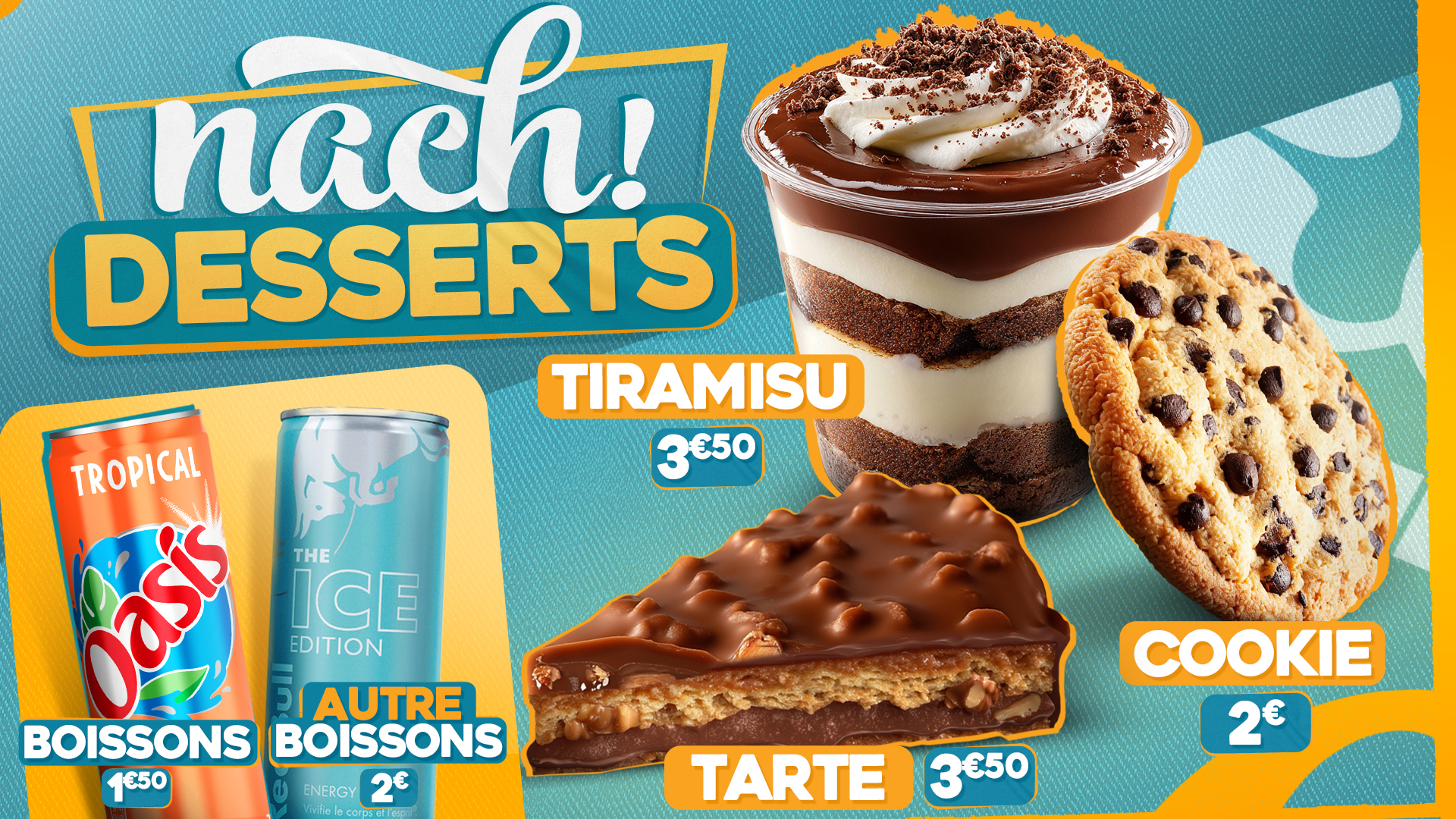 Écran menu — Desserts et boissons