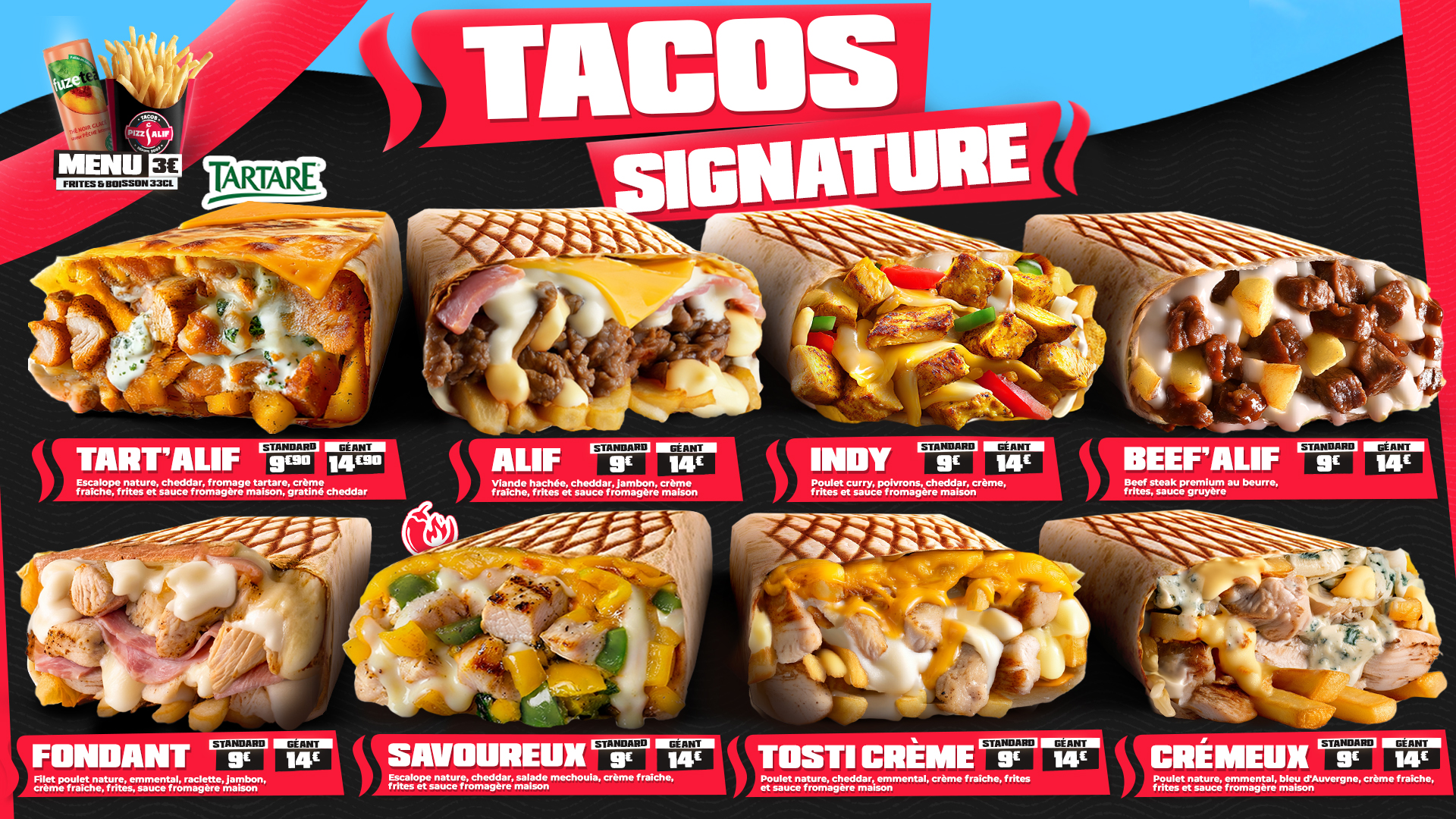 Écran menu — Tacos Signature