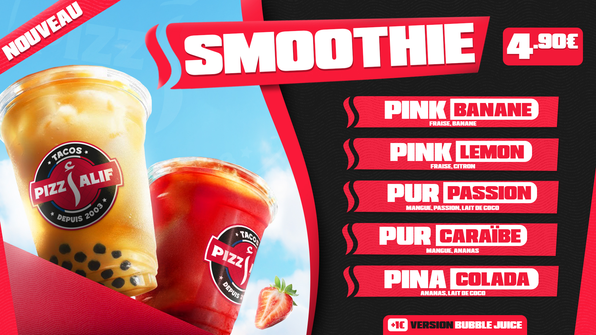 Écran menu — Smoothies