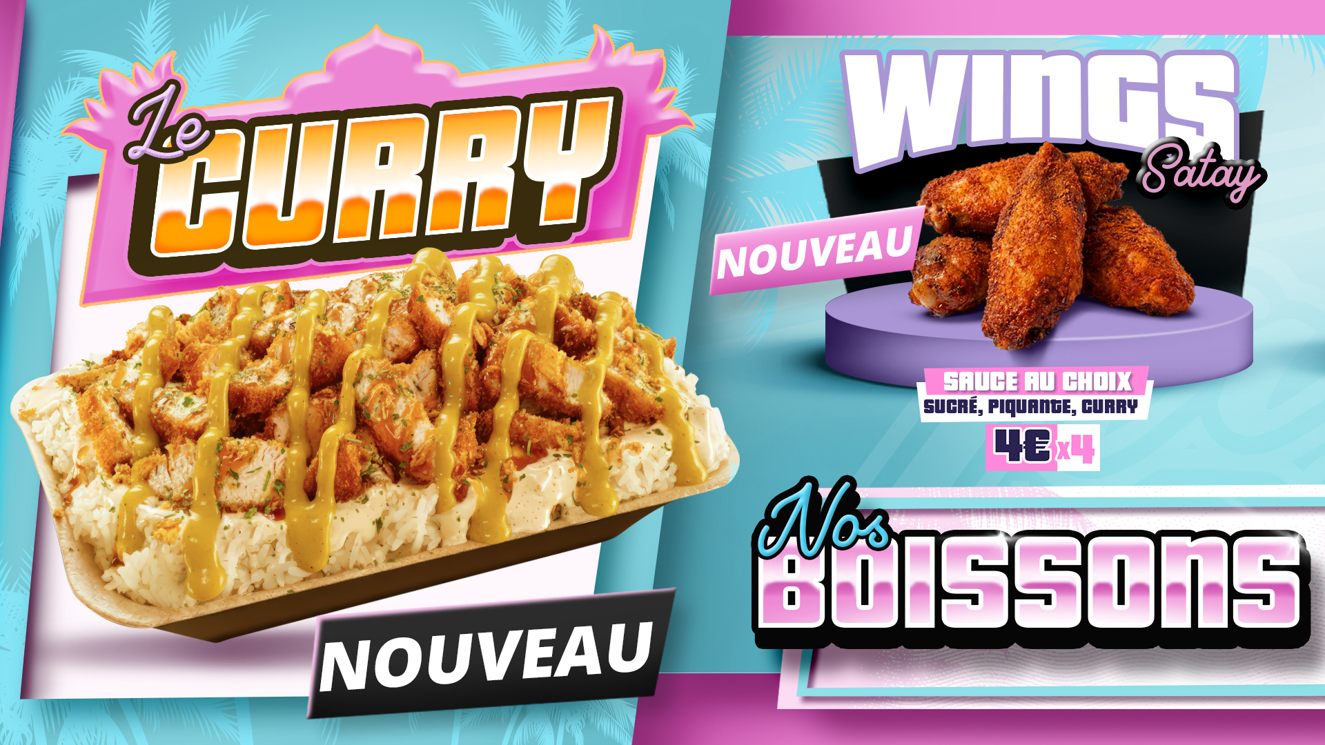 Écran menu — le curry et les accompagnements